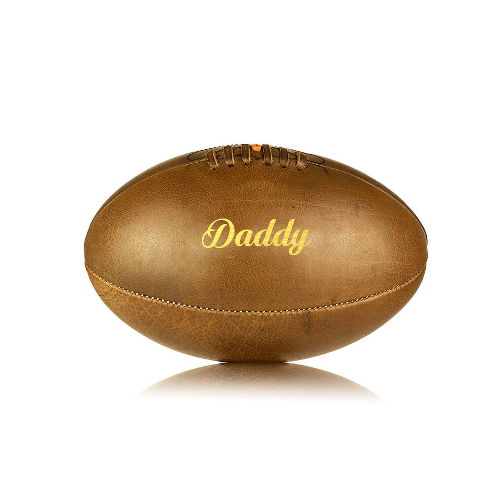 Personalised Vintage Style Full Leather Rugby Ball By We Print Balls