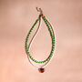 Green And White Bead With Pink Heart Necklace Set Of Two, thumbnail 1 of 2
