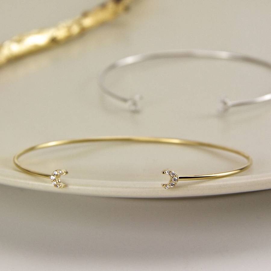 Skinny Crescent Moon Open Cuff Bracelet By Gaamaa Skinny Crescent Moon Open Cuff Bracelet