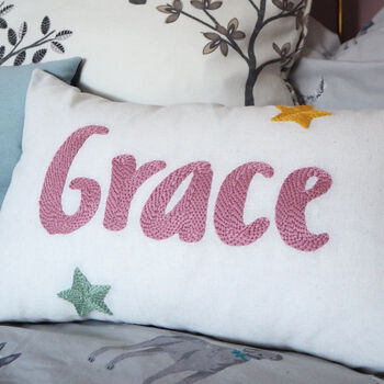 Personalised Name Cushion With Stars, 2 of 7