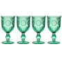 Set Of Four Turquoise Embossed Wine Glasses, thumbnail 2 of 7