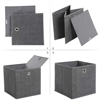 Set Of Six Grey Foldable Storage Boxes, 6 of 8