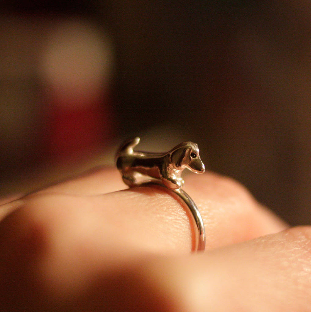 Sausage Dog Ring Silver And Black Diamond By Rock Cakes