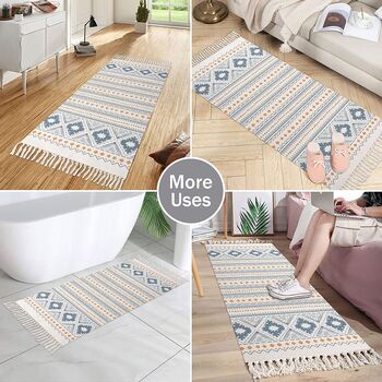 Blue Vintage Cotton Area Rug Runner, 7 of 7