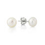 Seville White Pearl And Silver Stud Earrings, thumbnail 2 of 4