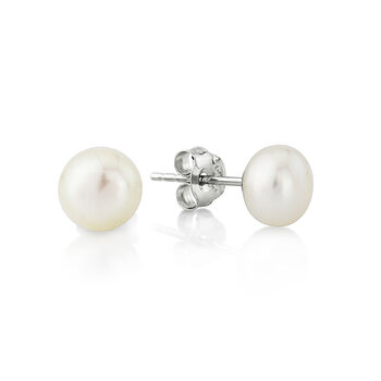 Seville White Pearl And Silver Stud Earrings, 2 of 4