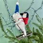 Personalised Polar Bear And Penguin Felt Skiing Bauble, thumbnail 2 of 3