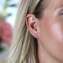 Sterling Silver Double Heart Stud Earrings, thumbnail 2 of 6