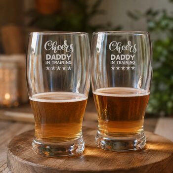 Personalised Dad To Be Pint Glass For New Dad, 3 of 11