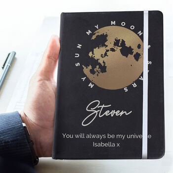 Personalised Moon And Stars Back Hardback Notebook, 4 of 6