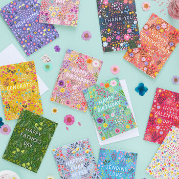 Floral Birthday Card For Women, Light Blue Flowers, For Her, 4 of 5