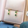 Emerald Green Double Cz Dangle Stud Earrings, thumbnail 7 of 11