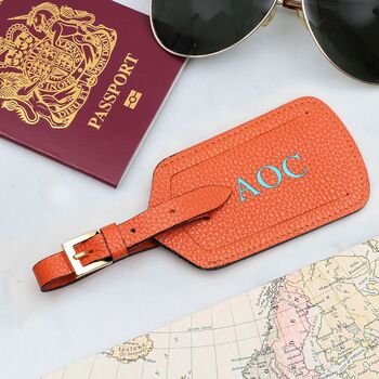 Luxury Italian Leather Patch Personalised Luggage Tag, 3 of 6