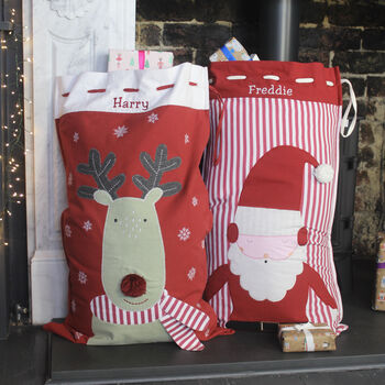 Personalised Red Stripe Father Christmas Sack, 2 of 2