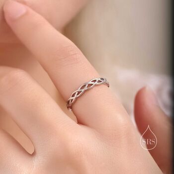 Sterling Silver Skinny Celtic Knot Ring, 5 of 11