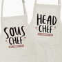 Personalised Matching Head Chef Sous Chef Apron Set, thumbnail 1 of 4