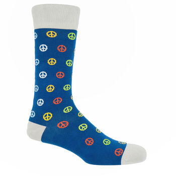 Peace Light Blue And Peace Blue Men's Socks Bundle, 6 of 7