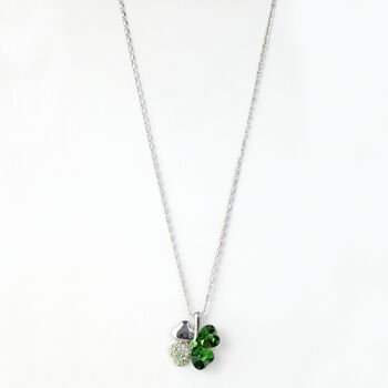 Colourful Crystal Four Leaf Clover Pendant Necklace, 7 of 8