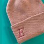 Embroidered Serif Initial Deep Cuff Beanie Hat, thumbnail 8 of 9