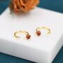 Genuine Garnet Huggie Hoop Earrings, thumbnail 4 of 10