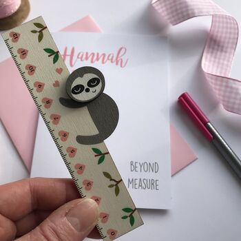 Personalised Sloth Valentines Card And Cute Sloth Ruler, 2 of 3