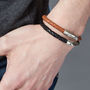 Men's Leather Bracelet With Hallmarked Silver Clasp, thumbnail 2 of 4