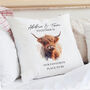 Personalised Highland Cow Favourite Place Cushion, thumbnail 1 of 2