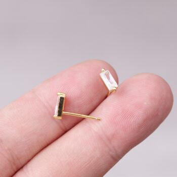 Baguette April Birthstone Stud Earrings, 3 of 7