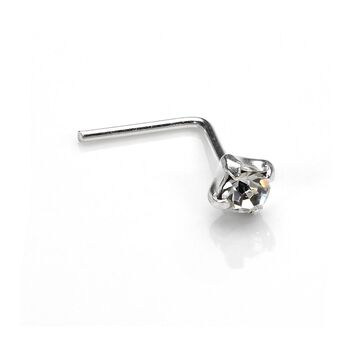 Sterling Silver Clear Crystal 2mm Nose Stud, 3 of 4