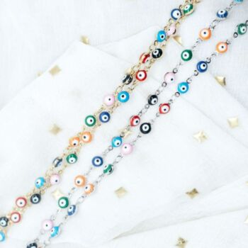 Colourful Evil Eye Beaded Necklace Choker, 2 of 3
