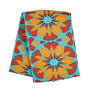 Moroccan Flower Blue Orange Tea Towel, thumbnail 3 of 11