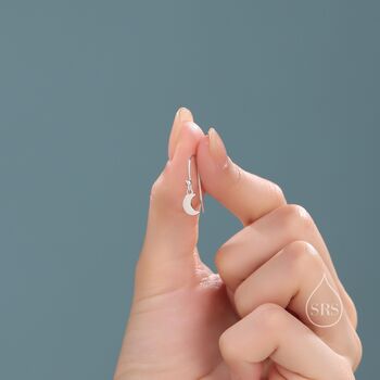 Asymmetric Moon And Star Dangle Drop Hook Earrings In Sterling Silver, 4 of 12