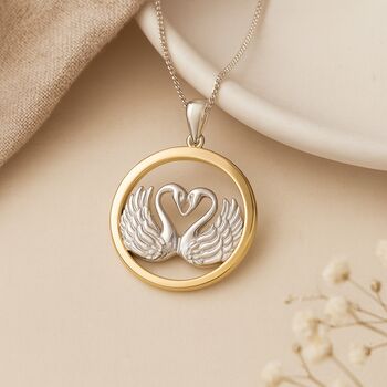Personalised Sterling Silver Swans In Love Necklace, 2 of 9