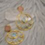 Raw Rose Quartz, Aqua Chalcedony Gold Earrings, thumbnail 7 of 7