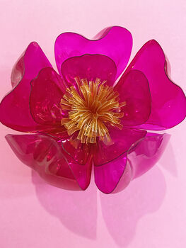 Recycled Plastic Bottle Flower Brooch/Buttonhole Pink, 2 of 5