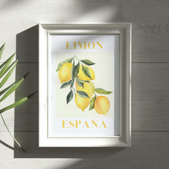 Spanish Lemon Art Print Poster, Spain, Fruit, Hand Drawn, 3 of 4