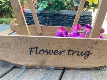 53cm Wooden Garden Trug Flower Basket Carrier With Folding Handles Gift, 2 of 9