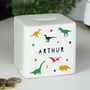 Personalised Dinosaur Ceramic Square Money Box, thumbnail 1 of 2