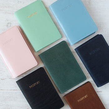 Personalised Leather Passport Cover And Luggage Label, 11 of 12