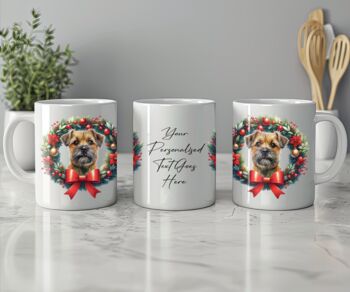 Personalised Border Terrier Christmas Wreath Dog Mug, 2 of 2