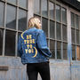 'Be True To You' Embroidered Denim Jacket, thumbnail 3 of 4