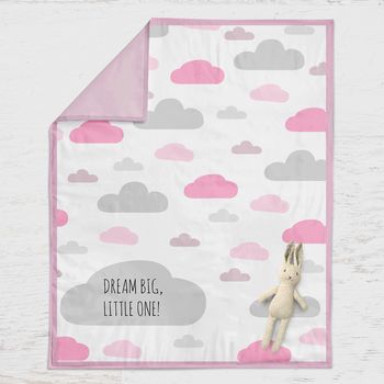 Personalised Baby Gift Pink Clouds Quilt, 2 of 6