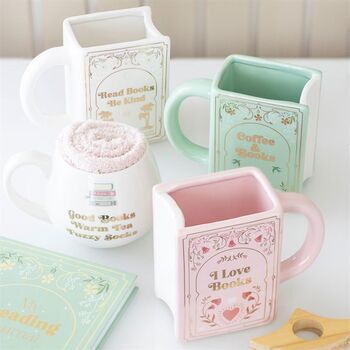 Read Books Be Kind White Book Shaped Mug, 3 of 3