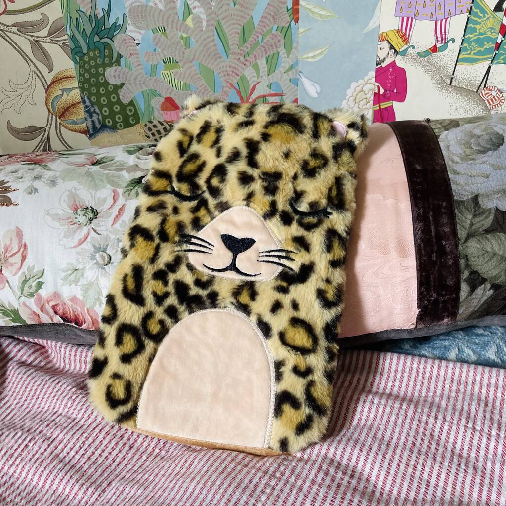 Sleepy Leopard Hot Water Bottle And Cover, 1 of 2