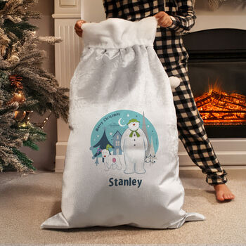 Personalised Snowman Pom Pom Sack For Kids, 3 of 4