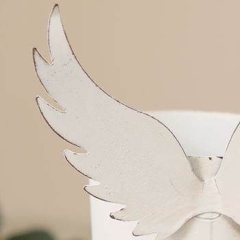 Set Of Two Angel Wings White Tealight Holders, 9 of 9