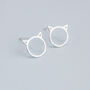Sterling Silver Cat Head Stud Earrings, thumbnail 1 of 5