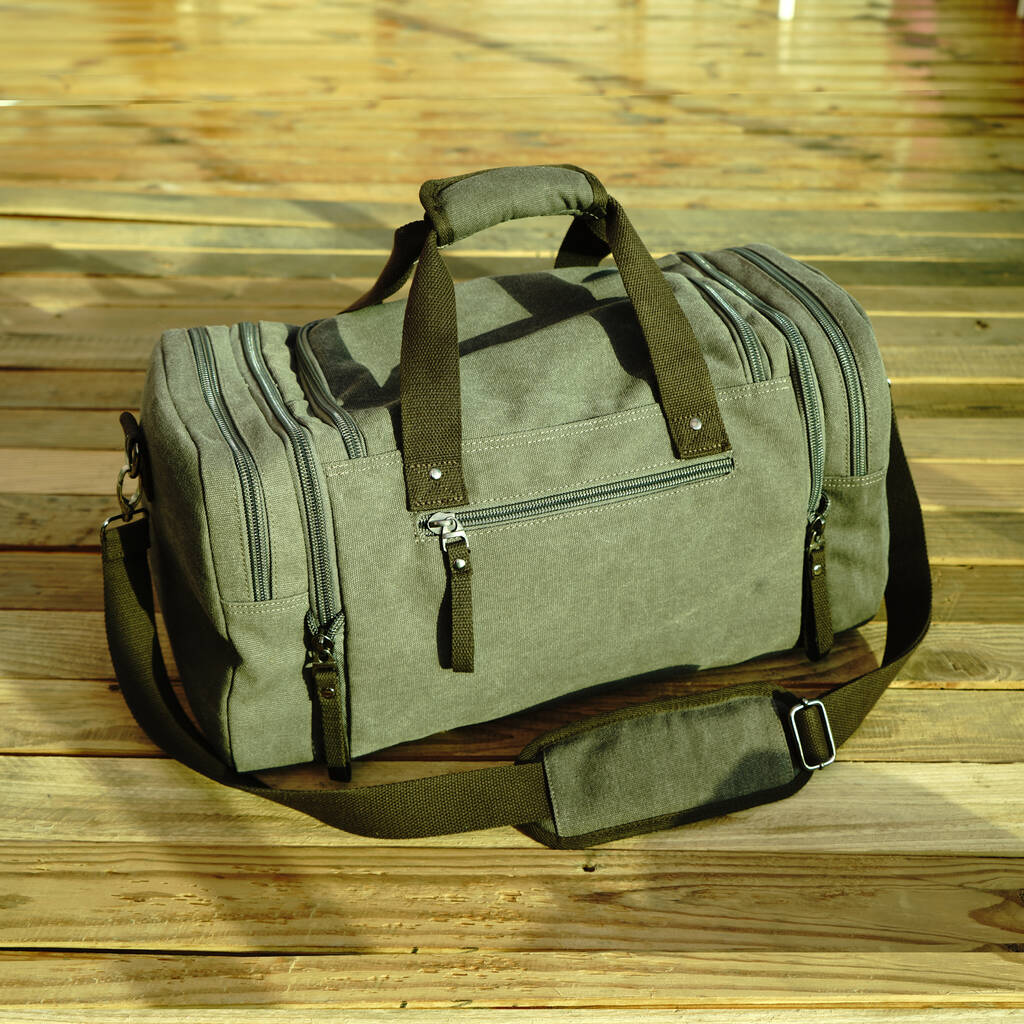 Canvas Holdall Duffel With Side Pockets By Eazo | notonthehighstreet.com