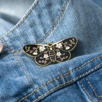 Moth Enamel Lapel Brooch, 5 of 11