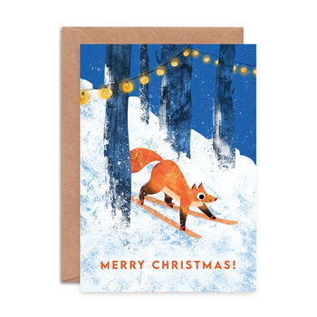 Skiing Fox Christmas Card, 2 of 2
